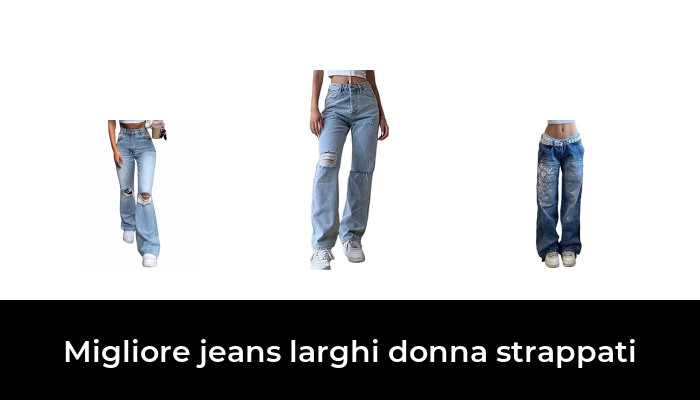 Genleck Jeans Donna Larghi Strappati, Vita Alta, Gamba Larga, Denim Invecchiato Y2K, Nero Morbido, Taglia L, Con Tabella Taglie