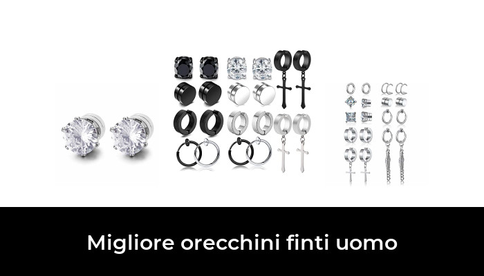 Airokiy Orecchini Magnetici Finti Per Uomo E Donna - Zirconi Cubici 6/8 Mm, Senza Foro, Acciaio Inox Nero